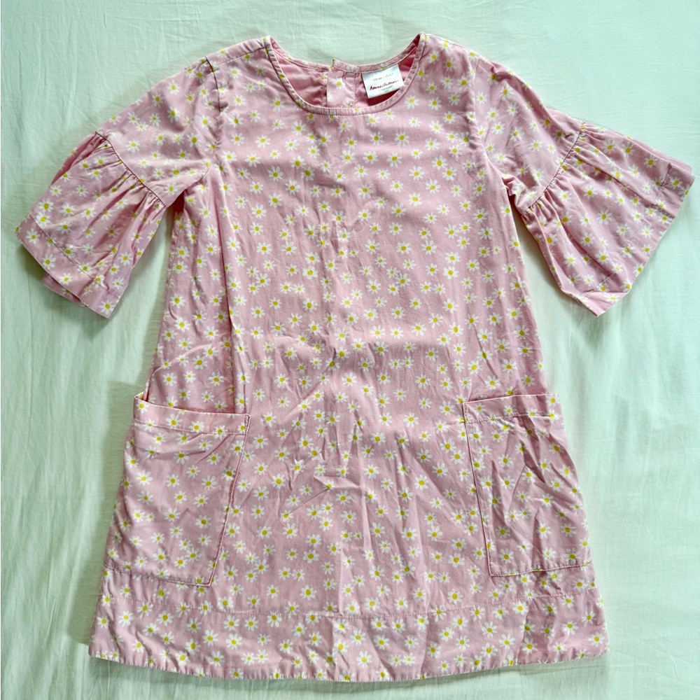 Hanna Andersson pink daisy flower dress 120 cm 6-7